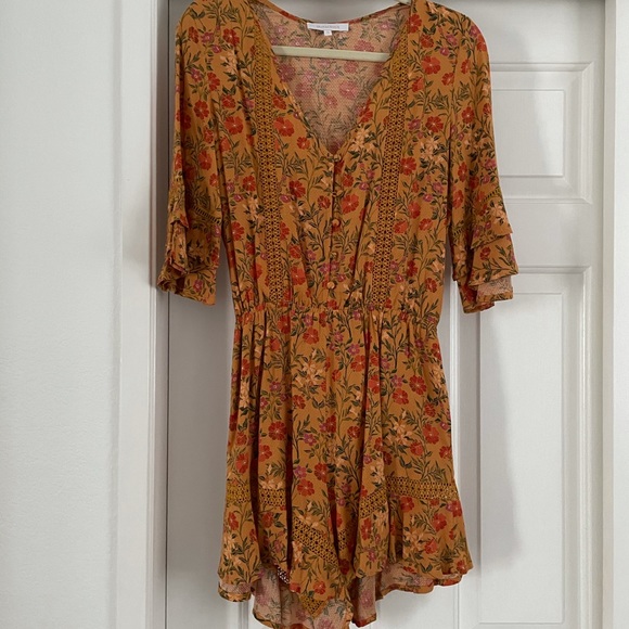 olivaceous mustard floral romper - Picture 3 of 5